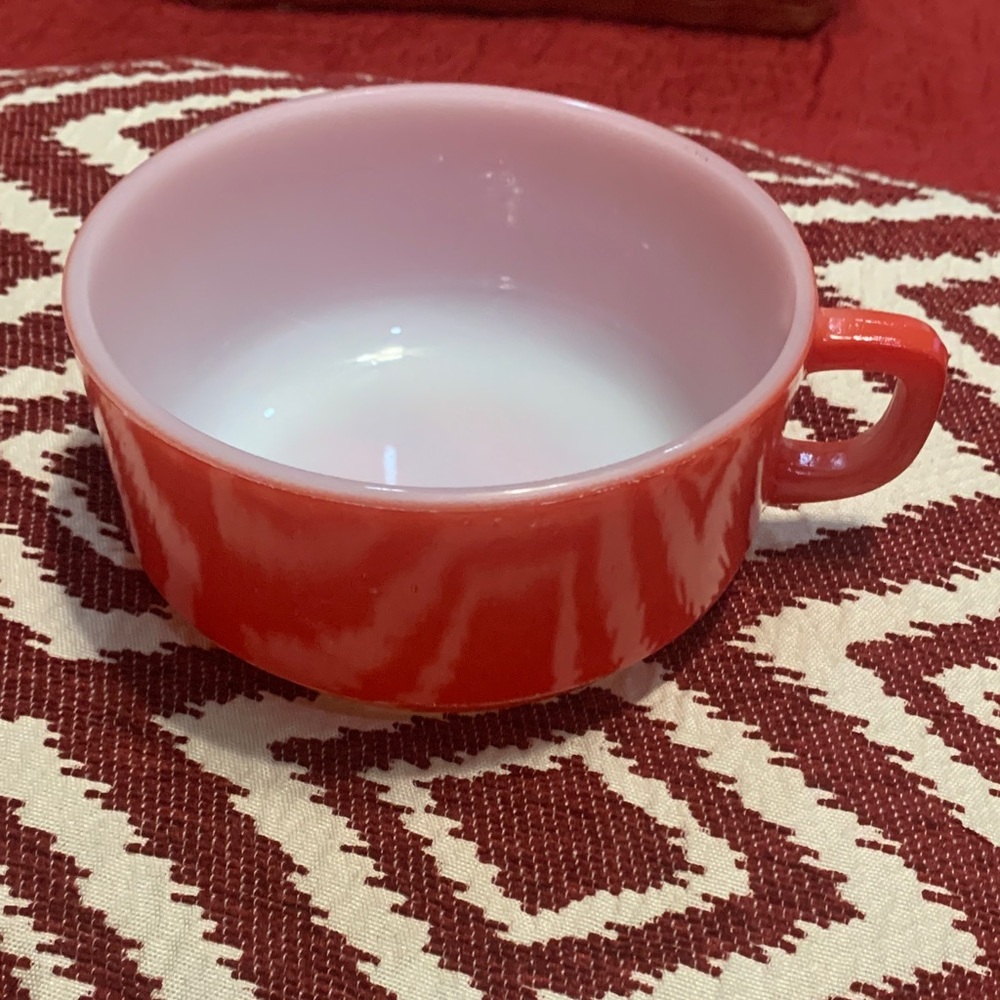 Vintage Fire King Anchor Hocking Oven Proof Red Mug Soup Bowl Pre-owned No Chips